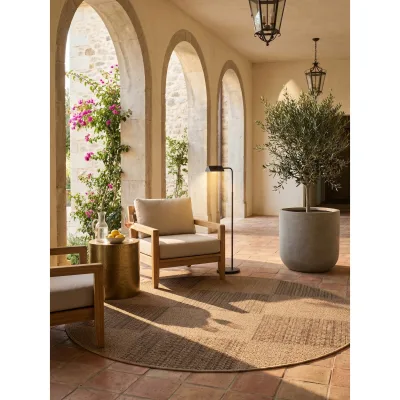 Outdoor-Teppich Karo-Patchwork Jute Beige 200x200 cm Wetterfest