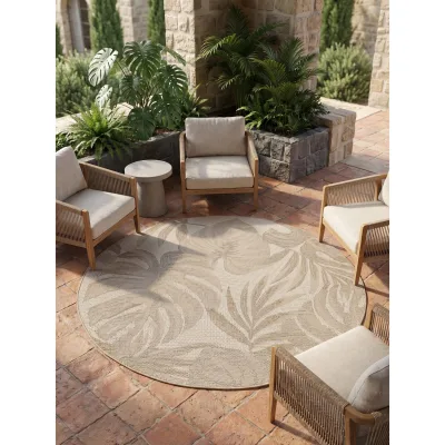 Outdoor-Teppich Tropische Blätter Beige 200x200 cm Wetterfest