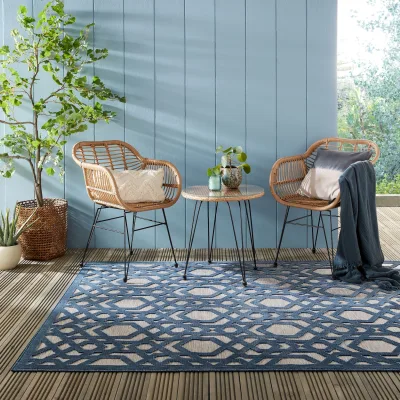 Outdoor-Teppich waschbar Blau-Grau 200 x 290 cm - STOUR   Kadima
