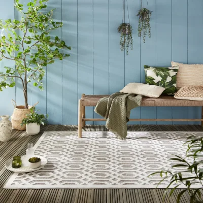 Outdoor-Teppich waschbar Grau-Beige 200 x 290 cm - STOUR   Kadima