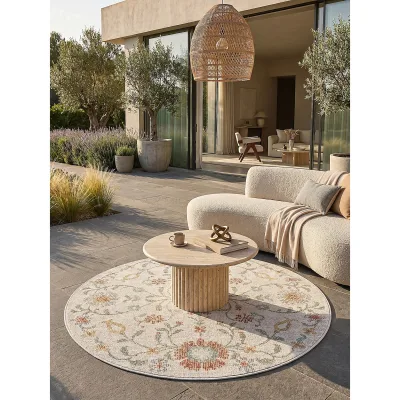Outdoor-Teppich Wetterfest Creme 120x120 cm - LIMMAT   Kadima Design