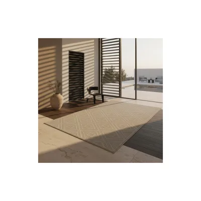 Outdoorteppich IMST, mit Rautenmuster, aus Polypropylen, Beige, 80 x 150 cm