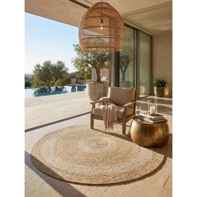 Outdoorteppich KAUNS, im Vintage-Stil, Beige, Ø 80 cm