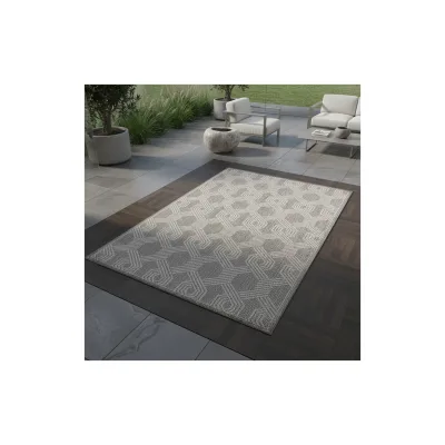 Outdoorteppich LIRIA, geometrisch, Grau, 80 x 250 cm