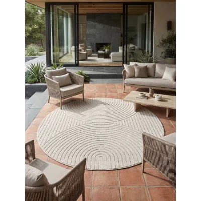 Outdoorteppich rund Outdoor Creme Ø 120 cm - ENGADIN   Kadima Design
