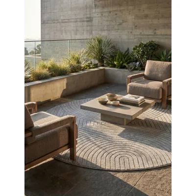 Outdoorteppich rund Silbergrau Ø 200 cm - ENGADIN   Kadima Design