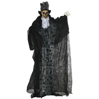 Outsunny 183cm Halloween-Dekoration Bewegliches Skelett-Bräutigam mit Blinkenden Augen und Soundfunktion