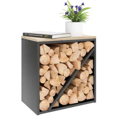 Outsunny 2-in-1 Kaminholzregal für innen 58 x 36 x 60cm erhöhtes Brennholzregal