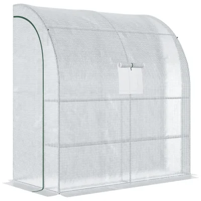 Outsunny Foliengewächshaus mit 2 Türen Pflanzenaufzucht UV-Schutz Stahl PE Weiß 200 x 100 x 213 cm