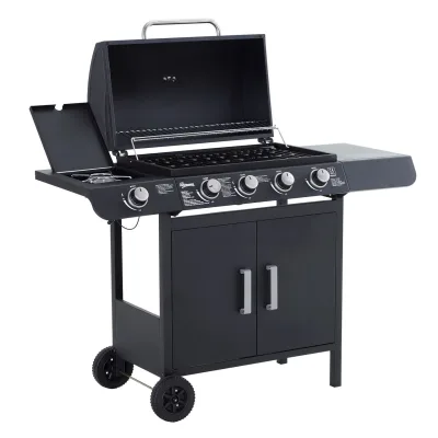 Outsunny Gasgrill BBQ Multifunktion Metall Schwarz 125 x 51 x 100 cm