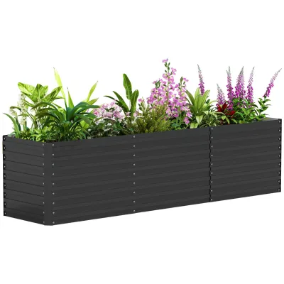 Outsunny Hochbeet-Set, Dunkelgrau 60x60x120 cm