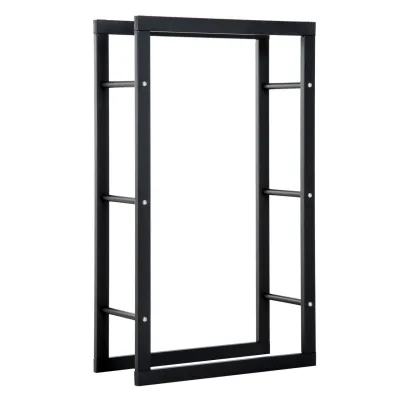 Outsunny HOMCOM Kaminholzständer Kaminholzablage Feuerholzregal 100kg Stahl Schwarz L60 x B25 x H100 cm