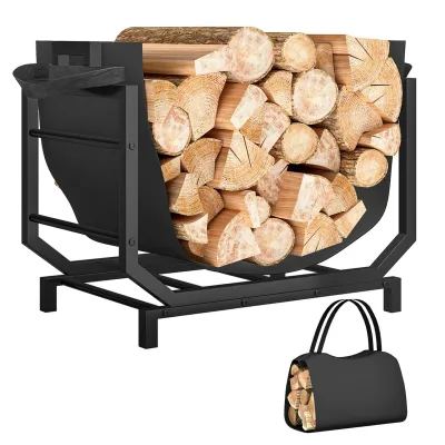 Outsunny Kaminholzregal für innen 53 x 33 x 43 cm Brennholzregal mit Tragetasche