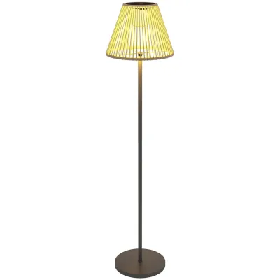 Outsunny Solar Stehlampe Rattan Solarlampen mit Lichtsensor 25 LED-Lichte Solarleuchte