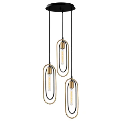 P & B Hängeleuchte Schwarz, Gold 132 cm