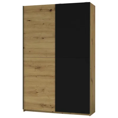 P & B Schwebetürenschrank Schwarz, Eiche 125x195.5x38 cm