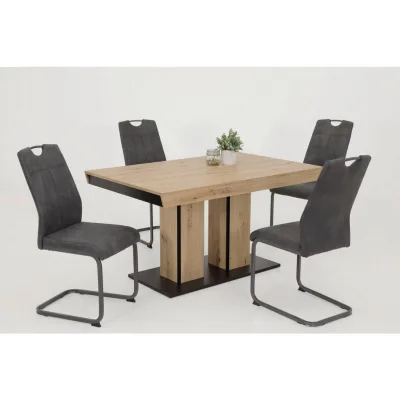P & B Tischgruppe Anthrazit, Eiche Artisan 140 - 220x76x90 cm