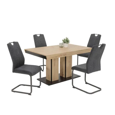 P & B Tischgruppe Anthrazit, Eiche Artisan 140-220x76x90 cm