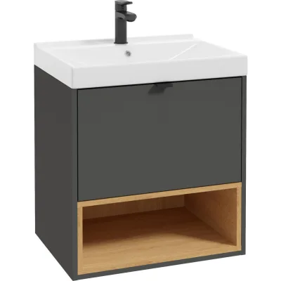 P & B Waschtischkombi Anthrazit, Eiche 62 cm