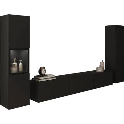 P & B Wohnwand Berlin Schwarz 240x130x31 cm