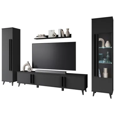 P & B Wohnwand Helsinki Schwarz 260x159.5x33 cm