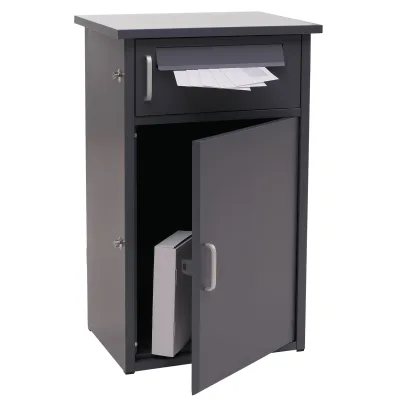 Paketkasten MCW-O51, Paketbox Paketfach Paketstation Briefkasten 2 Fächer, Stahl 78x49x38cm ~ dunkelgrau