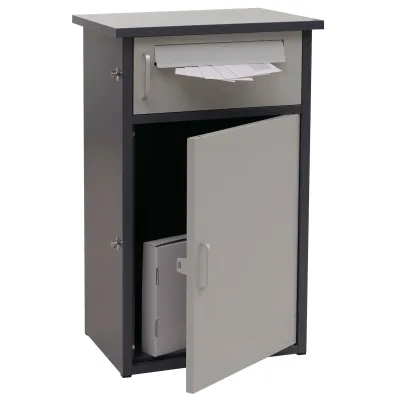 Paketkasten MCW-O51, Paketbox Paketfach Paketstation Briefkasten 2 Fächer, Stahl 78x49x38cm ~ dunkelgrau/hellgrau