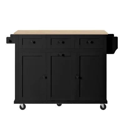Pangivo Kücheninsel Schwarz 131.2x92.7x46.2 cm