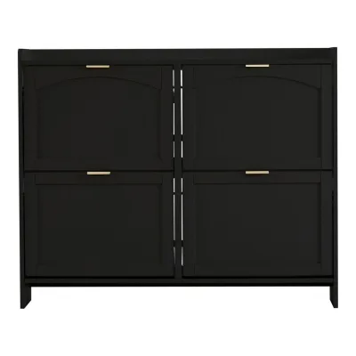 Pangivo Schuhschrank Schwarz 110x90x24 cm
