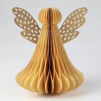 Papier-Engel, braun/gold, Ø13 x H20 cm