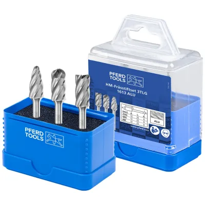 PFERD TOOLS Hartmetall Hochleistungsfrässtift Set 1613 ALU 3-tlg Ø 12mm Schaft-Ø 6mm für für Alu/NE Metalle