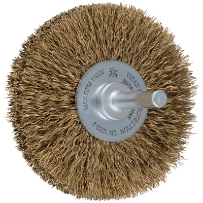 PFERD TOOLS Rundbürste ungezopft RBU Ø70x15 mm Schaft-Ø6 mm vermessingter Stahl-Litzen-Draht-Ø0,25 mm