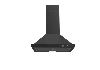 PKM Dunstabzugshaube 6090BV - Kaminhaube schwarz lackiert mit 2 Fettfiltern; 350 m³/h, LED-Beleuchtung 1 X 1,50 Watt, 60 cm breit, EEK A++