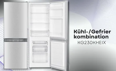 PKM Kühlgefrierkombination KG230KHEIX 173L Inox silber Kühlschrank LED