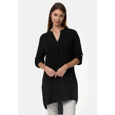 PM SELECTED Damen Longbluse Romantische Musselin Oversized Tunika in Einheitsgröße PM10