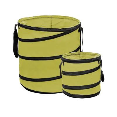 POWERTEC GARDEN Pop-Up Gartenabfallsäcke aus Polyester-Gewebe, 15L / 85L, 2er-Set - Olive