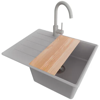 Primagran Granitspüle Grau, Chrom, Grau, Beige 62x20x50 cm