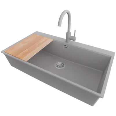 Primagran Granitspüle Grau, Chrom, Grau, Beige 88x20x50 cm