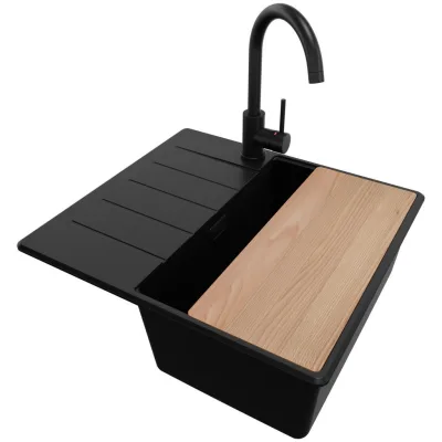 Primagran Granitspüle Schwarz, Schwarz, Schwarz, Beige 55x20x50 cm