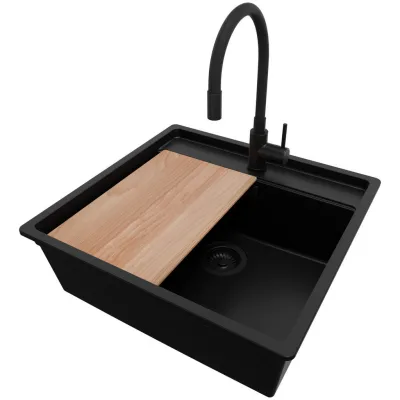 Primagran Granitspüle Schwarz, Schwarz, Schwarz, Beige 56x20x53 cm