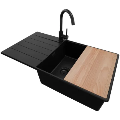 Primagran Granitspüle Schwarz, Schwarz, Schwarz, Beige 90x20x50 cm
