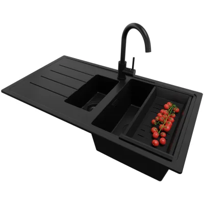 Primagran Granitspüle Schwarz, Schwarz, Schwarz, Schwarz 90x19x48 cm