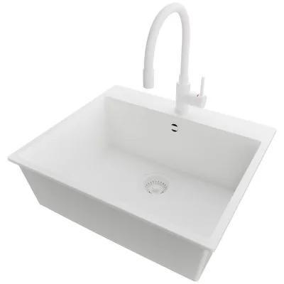 Primagran Granitspüle Weiß, Weiß, Weiß 58x20x50 cm