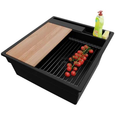 Primagran Spülbecken Schwarz, Schwarz, Schwarz, Beige 48x20x53 cm