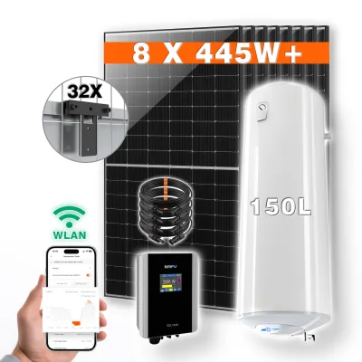 PVundSO Warmwasserset SOL-THOR mit 150 l Boiler und 8 Solarmodulen inkl. Zaunmontage