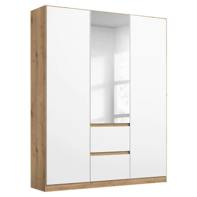 Rauch Möbel Drehtürenschrank Silber, Weiß, Eiche Artisan 136x197x54 cm