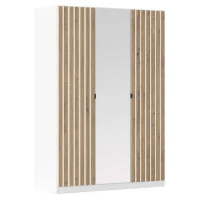 Rauch Möbel Drehtürenschrank Weiß, Eiche Artisan 136x197x54 cm