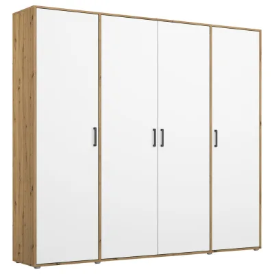 Rauch Möbel Drehtürenschrank Weiß, Eiche Artisan 187x194x53 cm