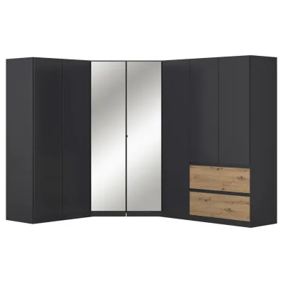 Rauch Möbel Eckkleiderschrank Grau, Eiche Artisan 208x197x253 cm