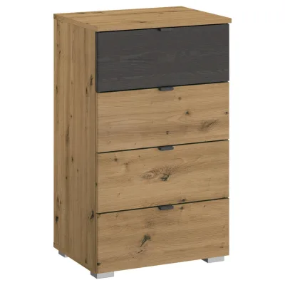 Rauch Möbel Kommode Apollon 03800517 Schwarz, Eiche Artisan 40x81x42 cm